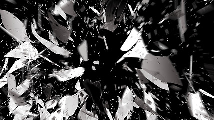 Image showing Shattered glass on black with motion blur