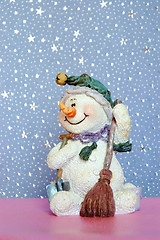 Image showing Snowman with Broom