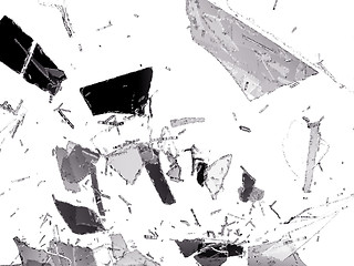 Image showing Shattered glass pieces on white background