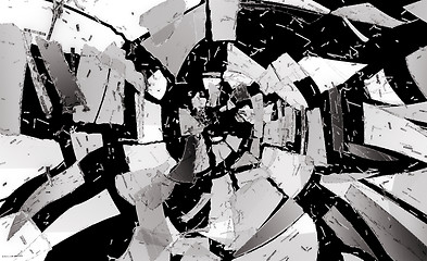 Image showing Pieces of demolished or Shattered glass isolated 