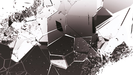 Image showing Shattered or cracked glass pieces on white