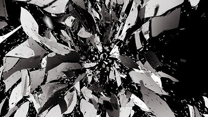 Image showing Broken or Shattered glass with motion blur on black