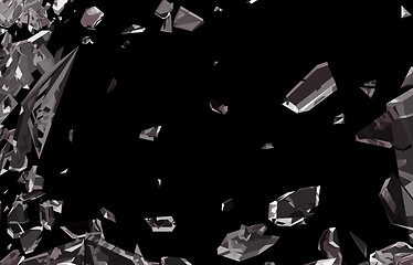 Image showing Smashed and shattered glass isolated on black