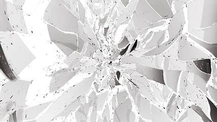 Image showing Broken and Shattered pieces of glass on white