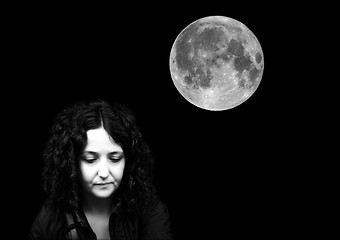 Image showing Goth girl with the moon