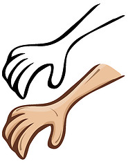 Image showing vector cartoon hand. A set of contour and painted