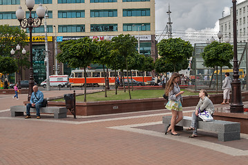 Image showing People rest on Victory square. Kaliningrad. Russia