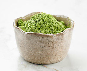 Image showing bowl of wheat grass powder