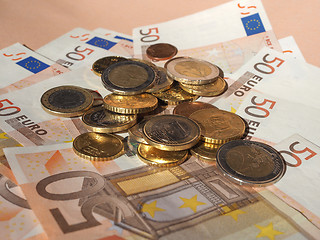 Image showing Euro coins and notes