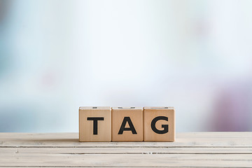 Image showing Tag made of wooden cubes