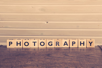 Image showing Photography word on wooden cubes