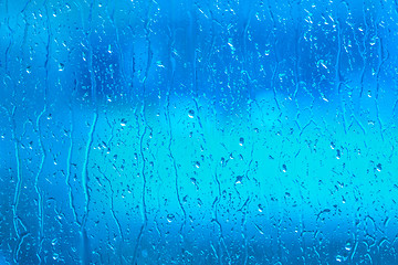 Image showing Fresh water on a blue window