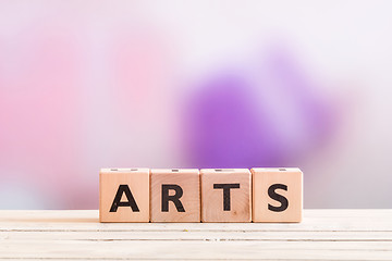 Image showing Arts sign on a wooden table