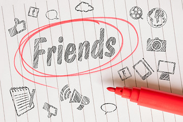 Image showing Friends note with social media theme