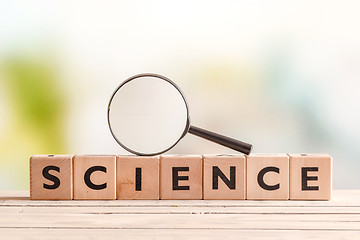 Image showing Science sign with a magnifying glass