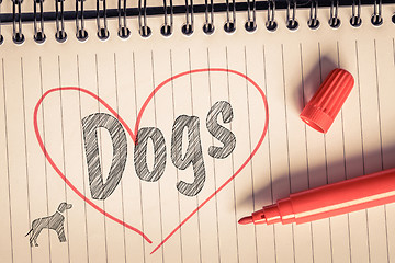 Image showing I love dogs note
