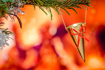 Image showing Christmas cornet on a tree