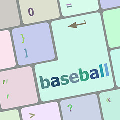 Image showing baseball word on keyboard key, notebook computer vector illustration