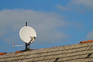 Image showing Satellite dish on a roof