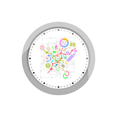 Image showing Set of office icons in flat design on original watch vector illustration isolated on white