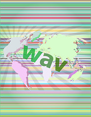 Image showing digital concept: wav word on digital screen vector illustration