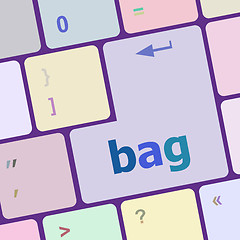 Image showing bag button on computer pc keyboard key vector illustration