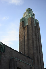 Image showing clock tower of the Railway station in Helsinki, Finland