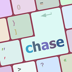 Image showing chase word on keyboard key, notebook computer button vector illustration