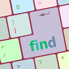 Image showing find word on keyboard key, notebook computer button vector illustration