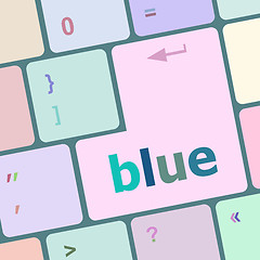 Image showing blue button on computer pc keyboard key vector illustration