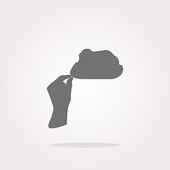 Image showing vector hand and cloud web icon, web button. Web Icon Art. Graphic Icon Drawing