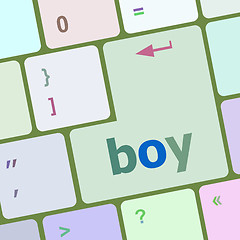 Image showing boy word on keyboard key vector illustration