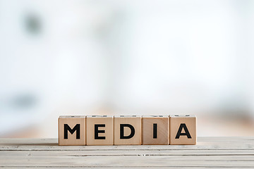 Image showing Media sign on a wooden table