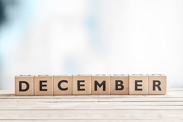 Image showing December label made of wooden cubes