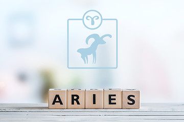 Image showing Aries star sign on a table