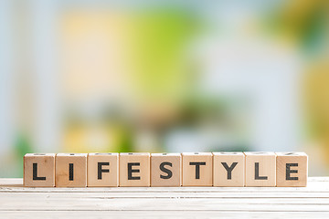 Image showing Lifestyle sign on a wooden table