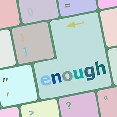 Image showing enough word on keyboard key, notebook computer button vector illustration