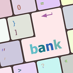 Image showing bank word on keyboard key, notebook computer vector illustration