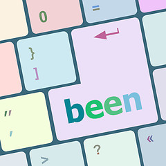 Image showing been word on keyboard key, notebook computer button vector illustration