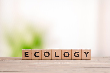 Image showing Ecology sign on a wooden desk