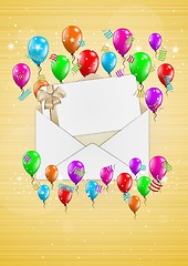 Image showing open envelope with balloons