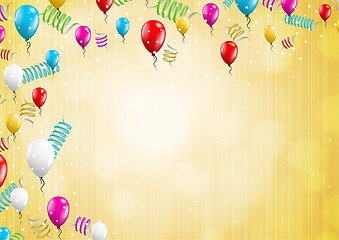 Image showing background with balloons and confetti