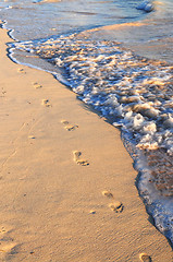 Image showing Footprints on sandy beach