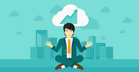 Image showing Peaceful businessman meditating.