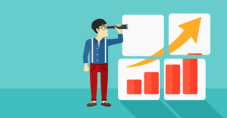 Image showing Man looking at positive bar chart.