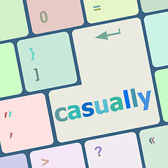 Image showing casually word on keyboard key, notebook computer button vector illustration