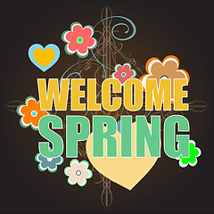 Image showing Welcome Spring Holiday Card. Welcome Spring Vector. Welcome Spring background. Spring Holiday Graphic. Welcome Spring Art. Spring Holiday Drawing