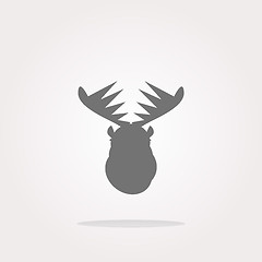 Image showing vector Deer head on web icon button isolated on white. Web Icon Art. Graphic Icon Drawing