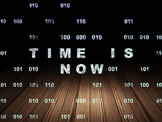 Image showing Time concept: Time is Now in grunge dark room