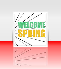 Image showing Welcome Spring Holiday Card. Welcome Spring Vector. Welcome Spring background. Spring Holiday Graphic. Welcome Spring Art. Spring Holiday Drawing